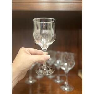 Vintage Pasabache Turkish Tulip Wine Glasses Set of 6 Made In Turkey Clear Glass